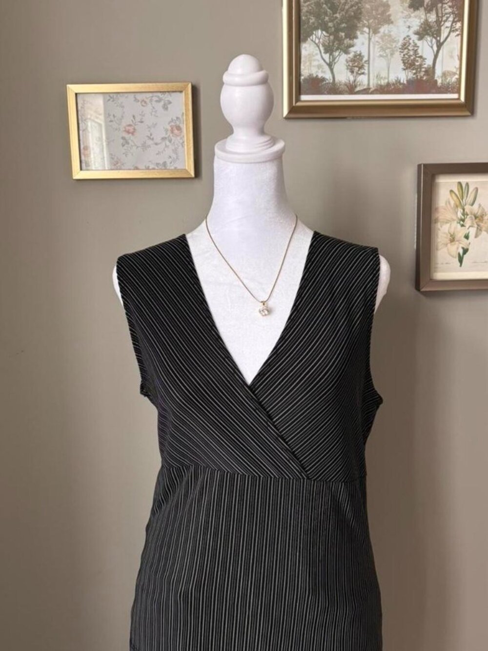 Y2K Suzy Shier Pinstripe Wrap Top | Office Siren